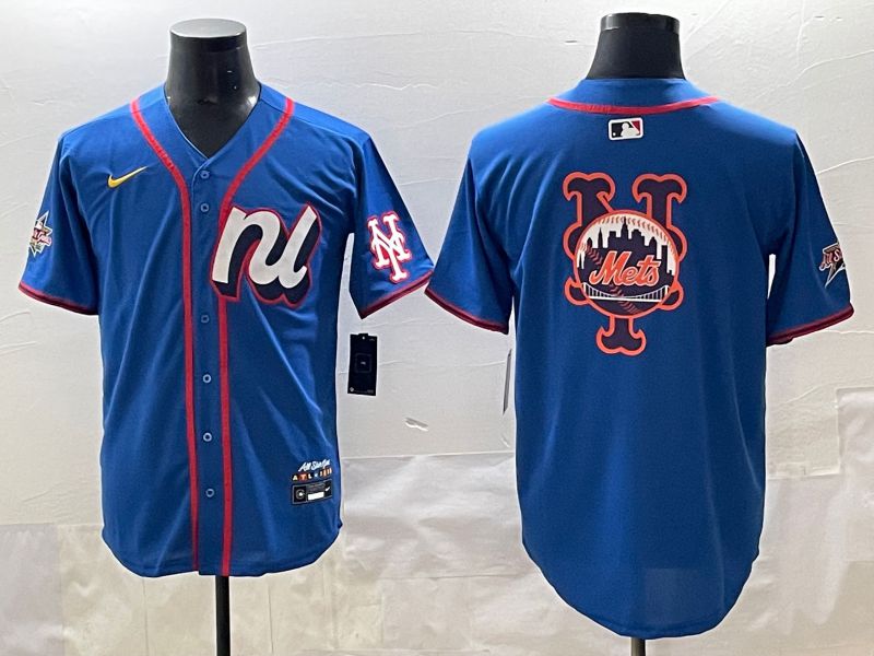 Men 2025 New York Mets Blank Blue All star Blank Blue Nike MLB Jersey style 3->new york mets->MLB Jersey